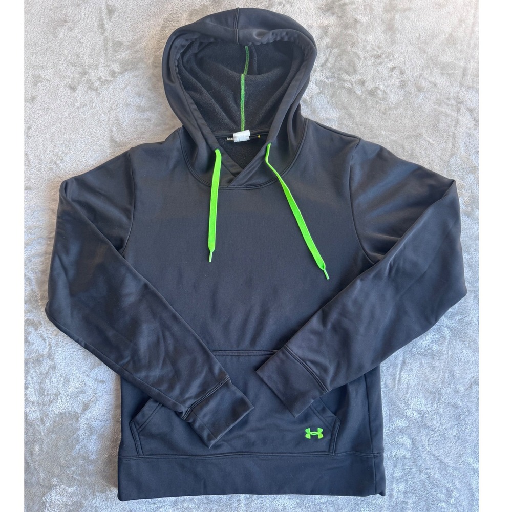 Under Armour Hoodie Mens M Black Neon‎ Athletic Techwear Gym Streetwear Fit